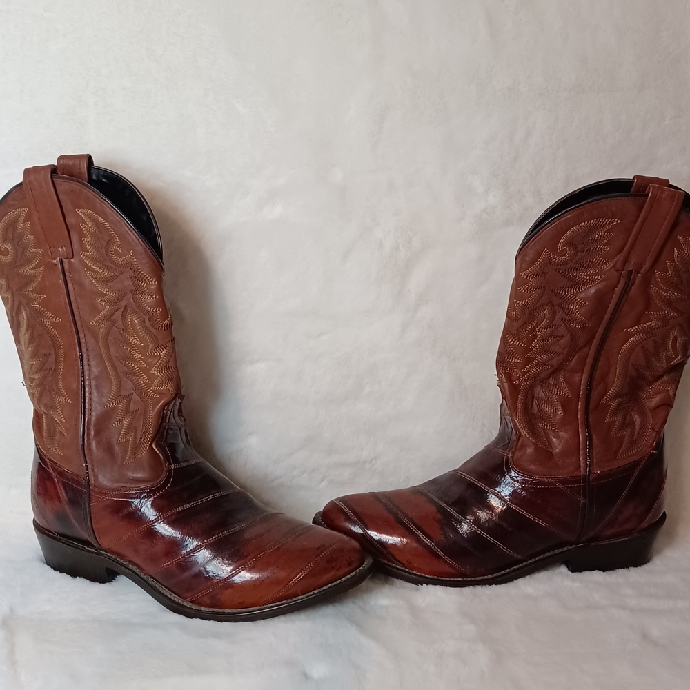 Lucchese Two-Tone Brown Leather Western Cowboy Boots